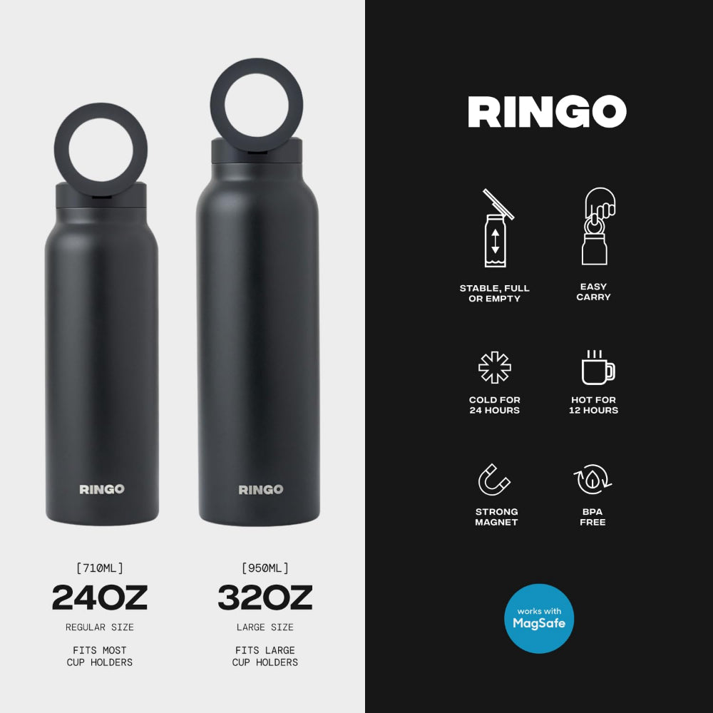 Ringo MagSafe Water Bottle + Free Magnetic Booster Ring - 709ml (24oz) / 946ml (32oz)